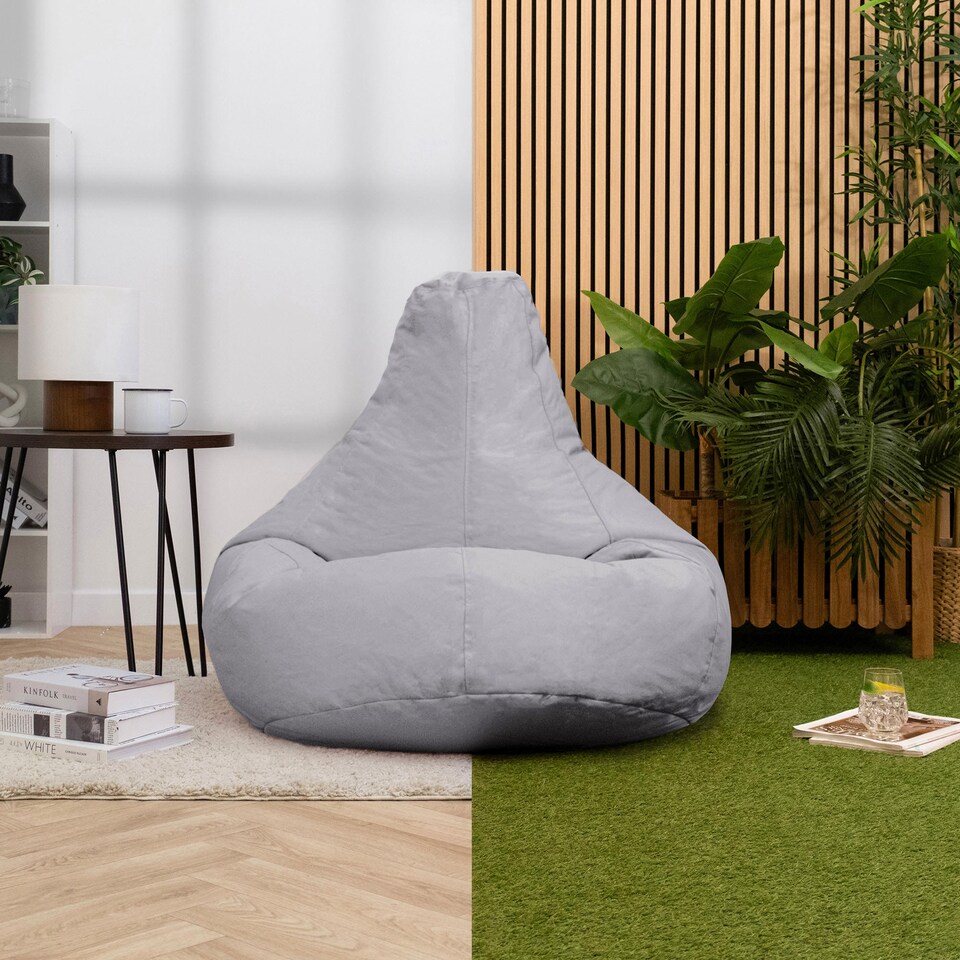 image 1 of Recliner Indoor Outdoor Bean Bag Grey Bean Bag Chair | Grey | Grey | 1