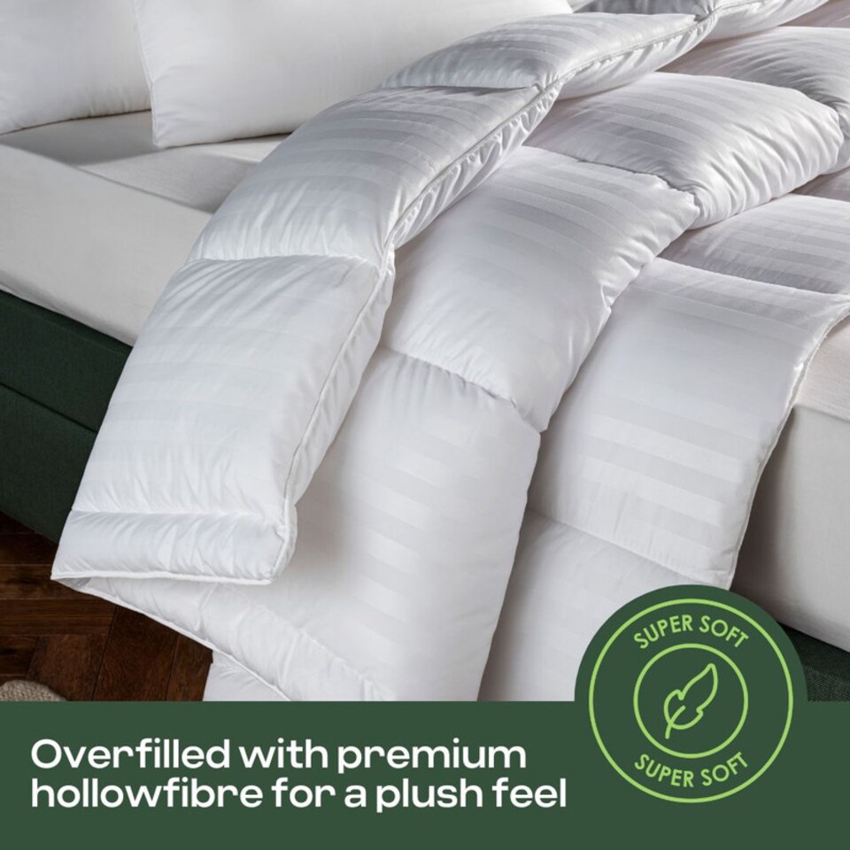 image 1 of MHG Living 1.5 Tog Summer Striped Duvet|Anti-Allergy Hypoallergenic Hollowfibre Quilt-Super King