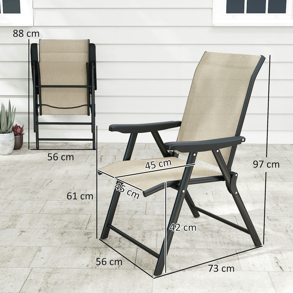 image 1 of Outsunny Folding Garden Dining Chairs Set of 4 with Mesh Seat Brown | 2 pcs