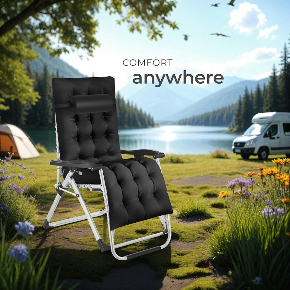 image 1 of Sun Lounger Cloud - folding, adjustable backrest and footrest - Per Piece Black