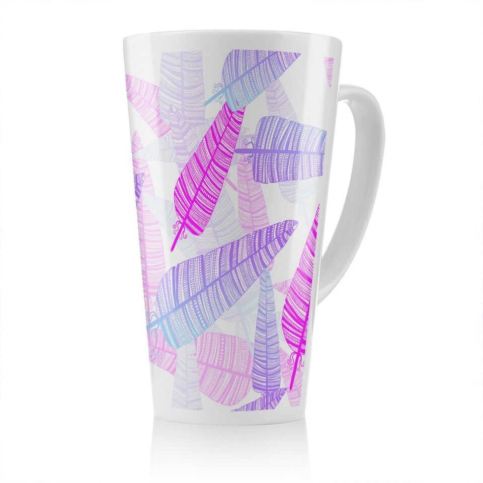 image 1 of Purple Feathers Latte Mug