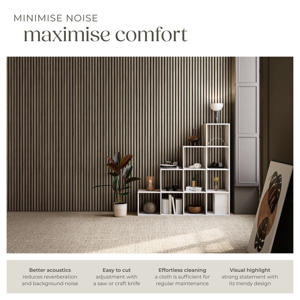 image 1 of Acoustic Wall Panels with Wood Veneer Slats, Thick Felt and Easy to Install | Brown | Dark oak | 120 x 60 x 120 cm | 4