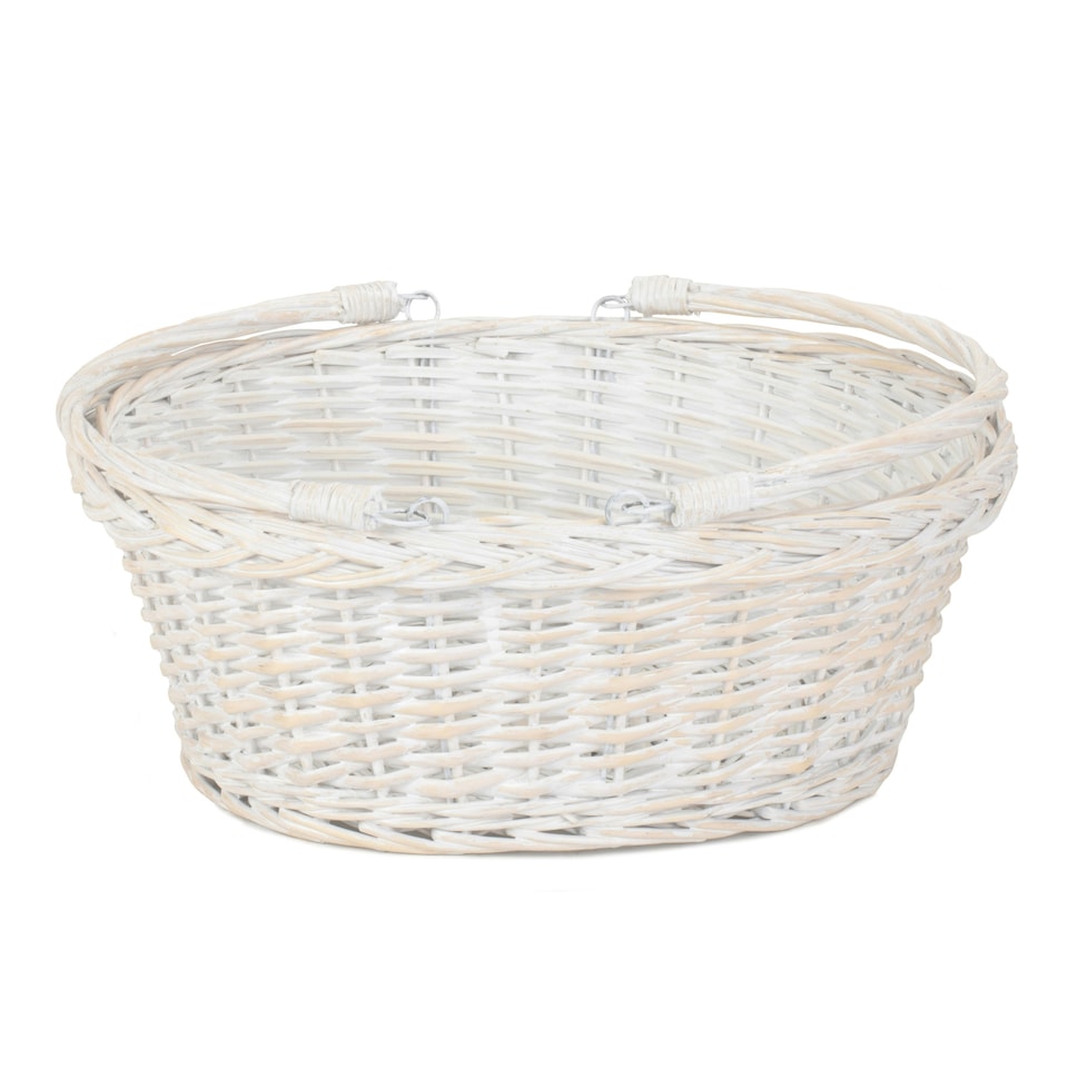 image 1 of Large White Swing Handle Wicker Shopping Basket White | White | One Size