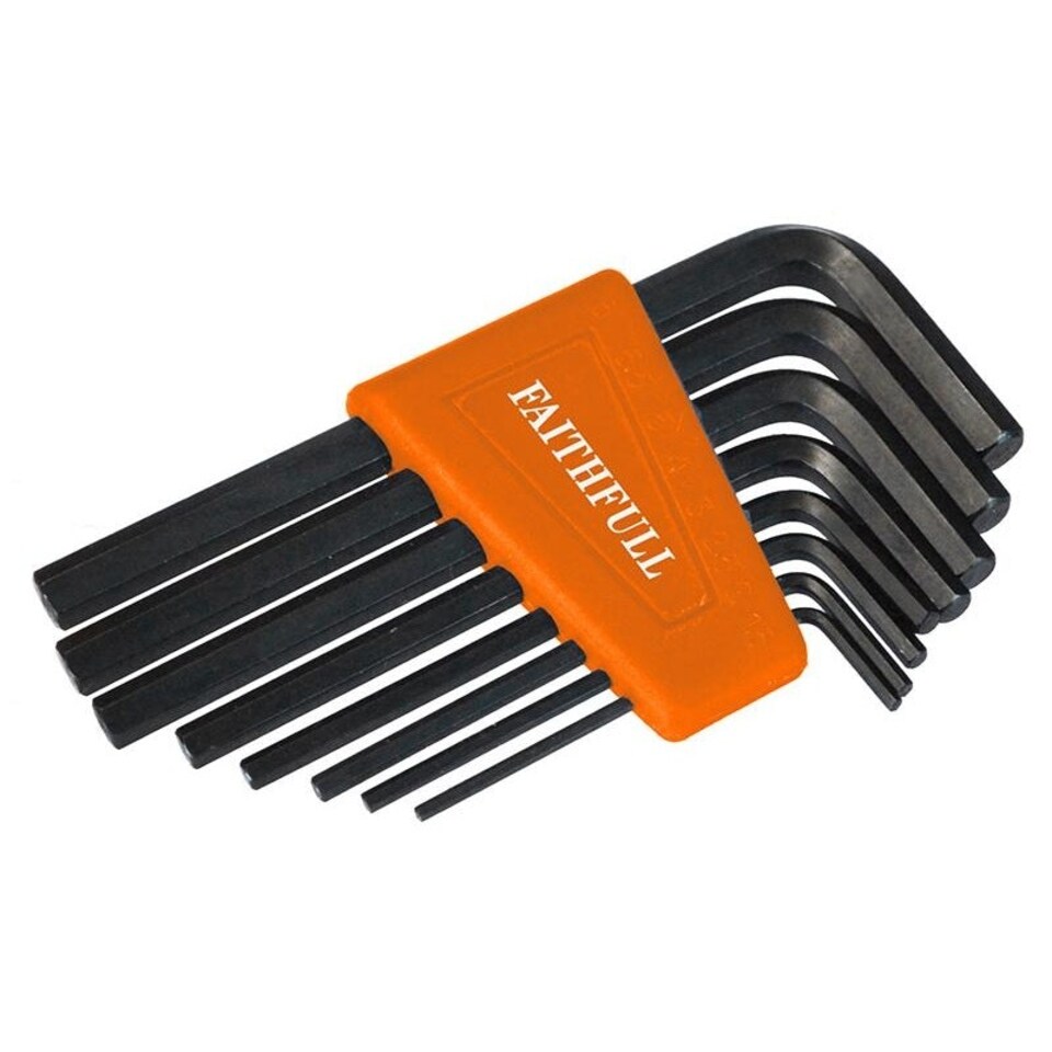 Faithfull Metric Short Arm Hexagon Key Set, 8 Piece - Multi Colour - One Size