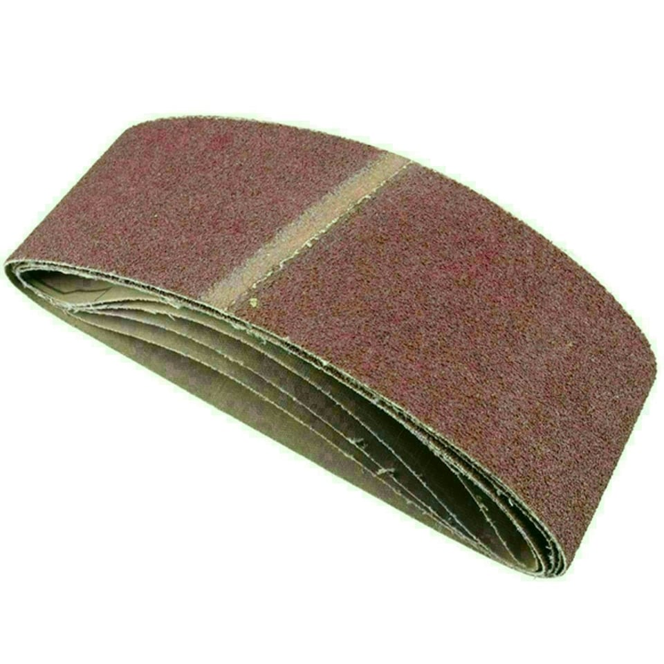 image 1 of Belt Power Finger File Sander Abrasive Sanding Belts 400mm x 60mm 80 Grit 5 PK