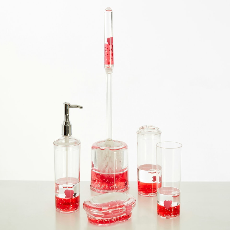 image 1 of Floating Acrylic Hearts Toothbrush Holder