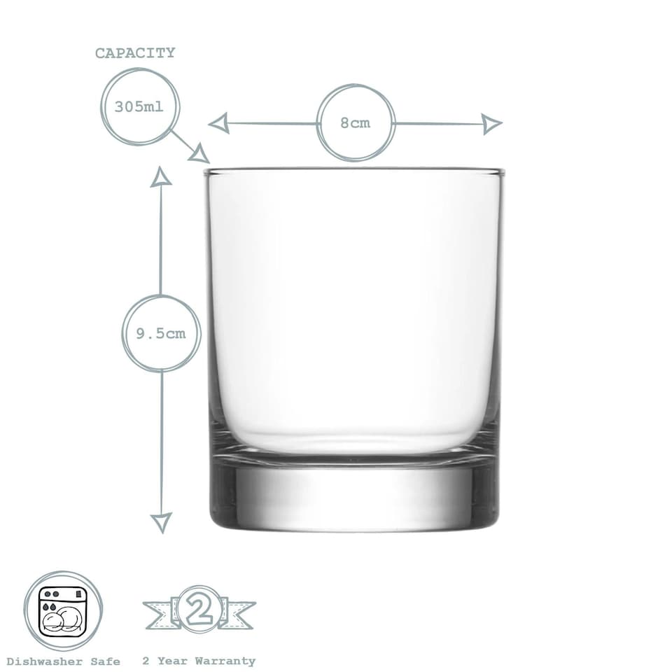 image 1 of LAV Ada Whisky Glasses - 305ml - Clear - Pack of 6 Clear