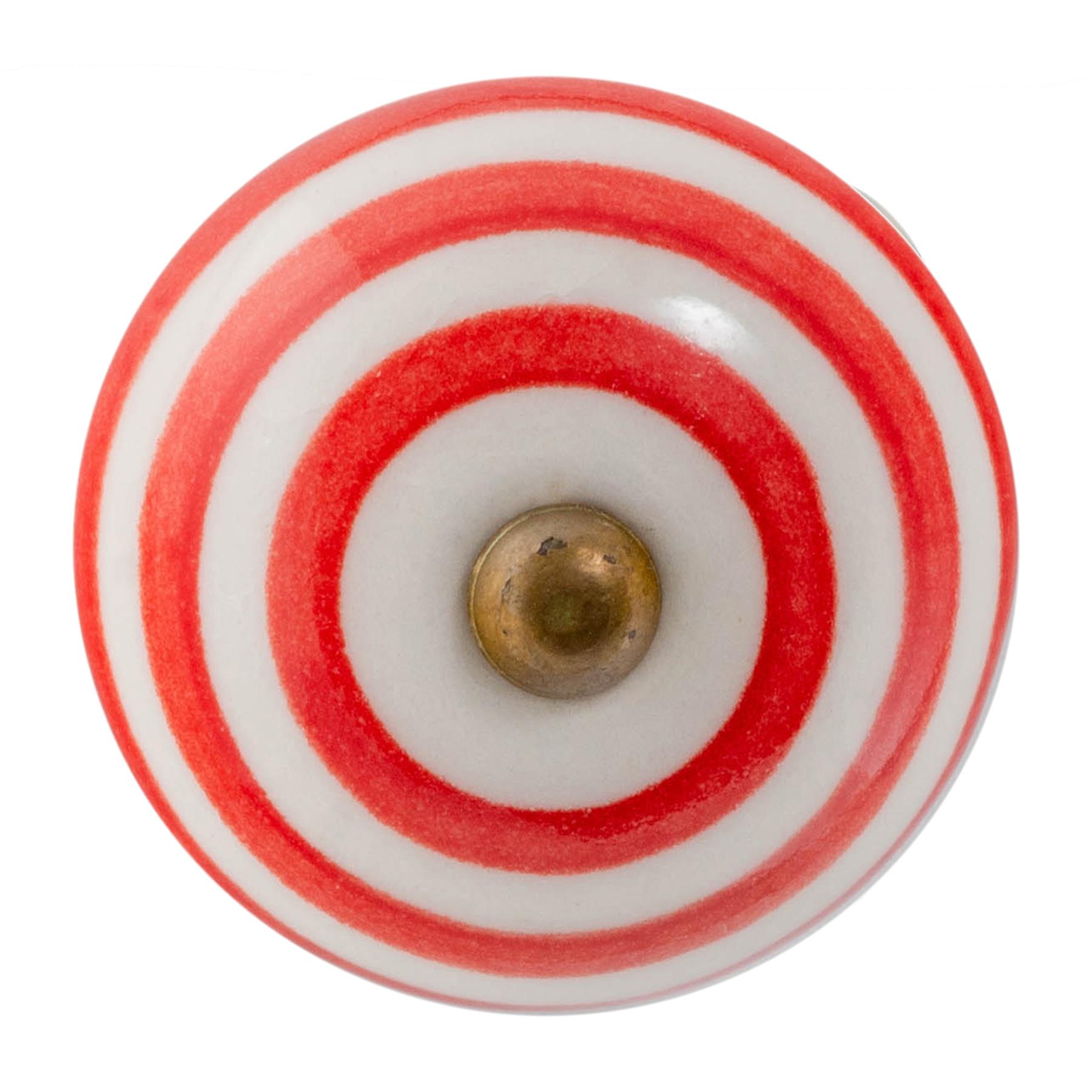 Nicola Spring Round Ceramic Cabinet Knob Stripe in Red | Size: 1000mm x 500mm