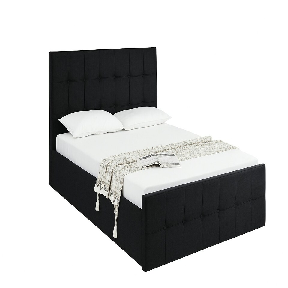 image 1 of Ottoman Storage Bed black 3ft single velvet cushioned bedroom