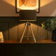 image 1 of ValueLights Clipper Tripod Painted Black Table Lamp with Medium Drum Shade