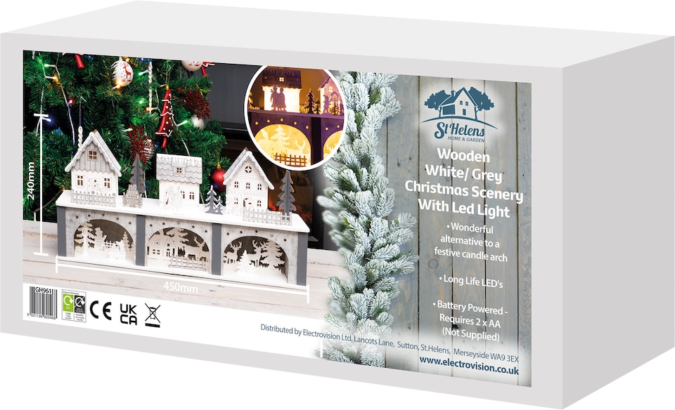 image 1 of St Helens Wooden Xmas Scenery with LED light