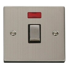 SE HOME Stainless Steel 1 Gang 20A Ingot DP Switch With Neon | Chrome | Stainless Steel