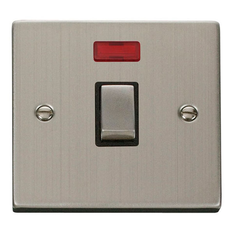 SE HOME Stainless Steel 1 Gang 20A Ingot DP Switch With Neon | Chrome | Stainless Steel