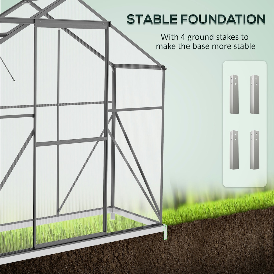 image 1 of Outsunny 6 x 2.5ft Polycarbonate Greenhouse Aluminium Green House