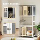 image 6 of PawHut Wooden Cat House with Asphalt Roof, Cat Cage for Multiple Cats White White | Dark grey