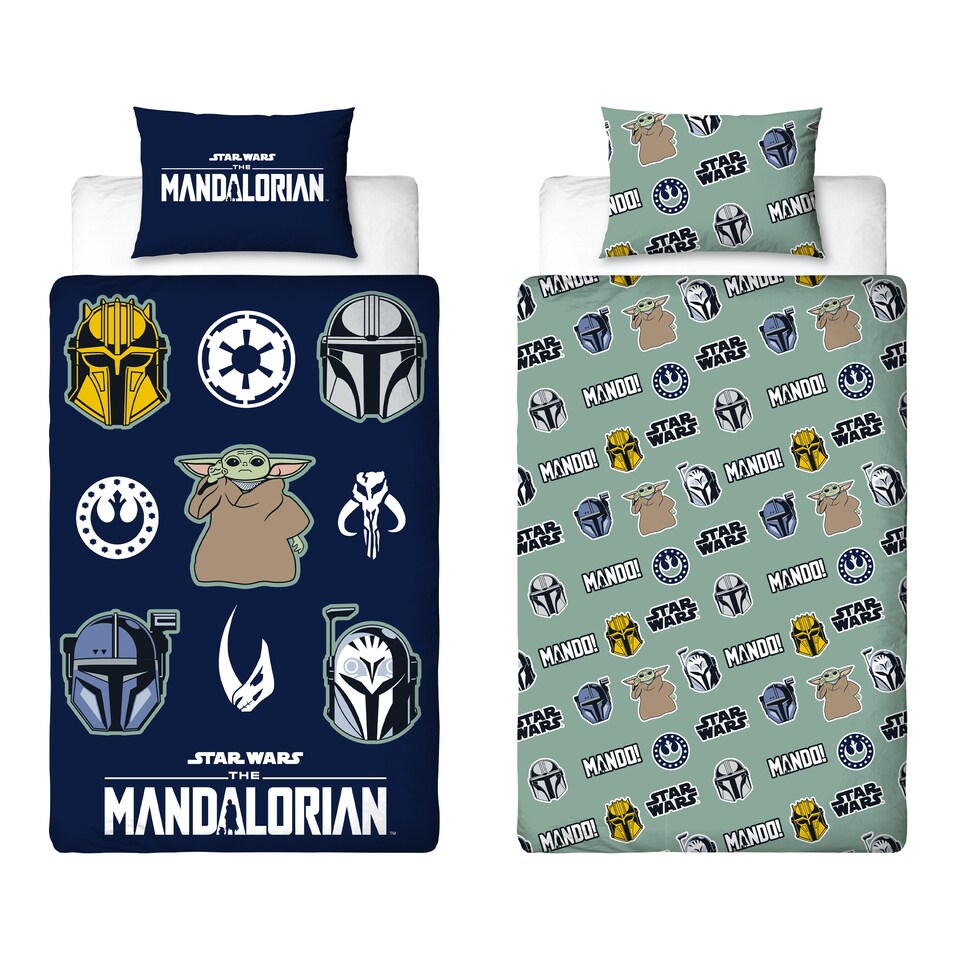 image 1 of Mandalorian Friend Glow In The Dark Single Duvet Cover