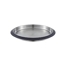 Buckingham Stainless Steel Round Serving / Bar Tray 35 cm , black border finish Silver