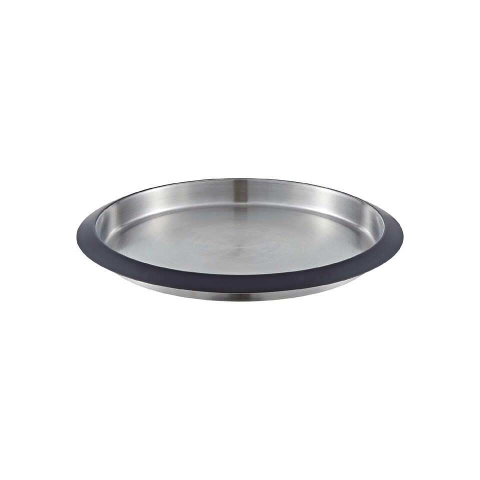 image 1 of Buckingham Stainless Steel Round Serving / Bar Tray 35 cm , black border finish Silver