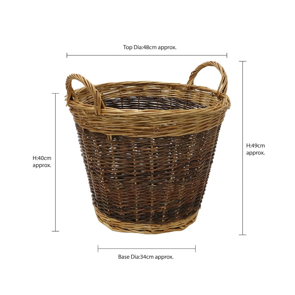 image 1 of JVL Two Tone Willow Log Basket Medium, 50x40cm | Brown