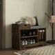 image 7 of HOMCOM Upholstered Entryway Shoe Bench with Storage Drawer Open Shelf Brown Brown