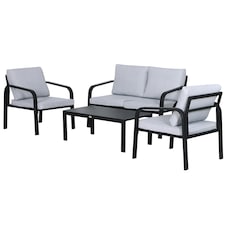 Outsunny 4pcs Garden Sectional Loveseat Chairs Table Furniture