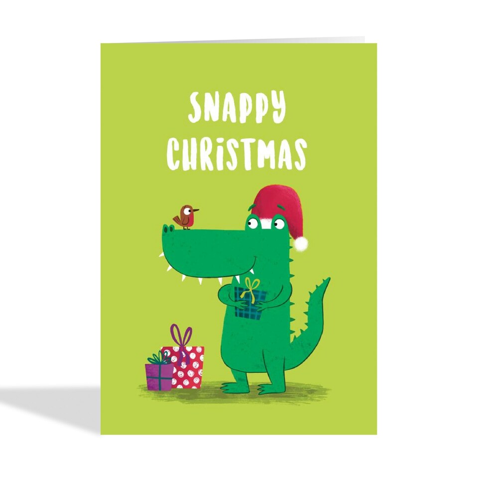 image 1 of Cute Christmas Card - Crocodile And Robin