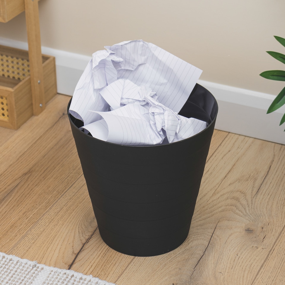 image 1 of JVL Revo Round Waste Bin 6.6L Bathroom Bedroom Office Black