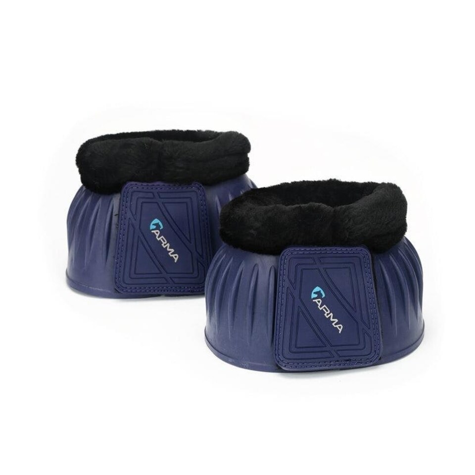 image 1 of Shires Arma Black Fleece Over Reach Boots Black | Colour: Black/Cherry
Size: Pony