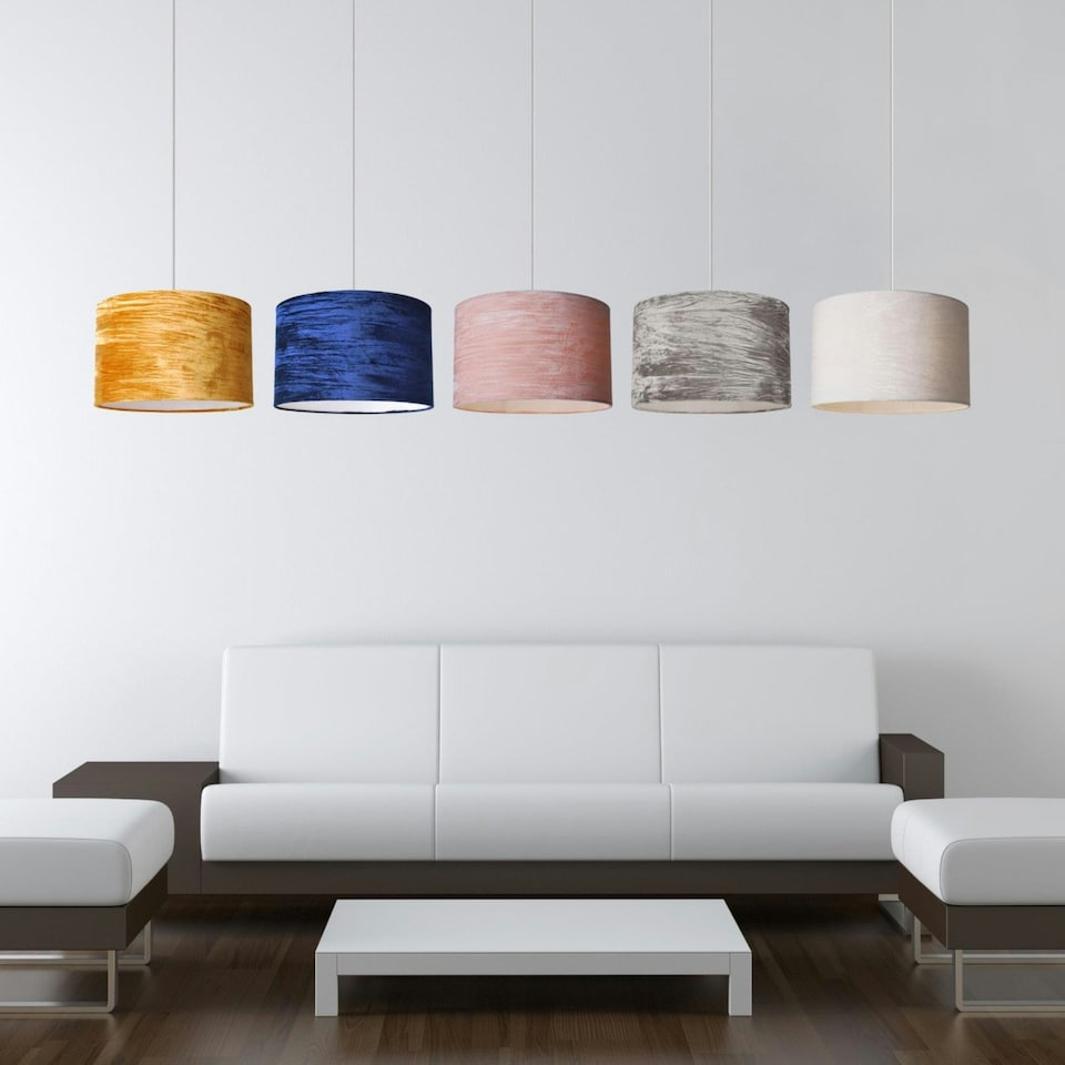 image 1 of First Choice Lighting Grey Crushed Velvet Easy Fit Light Shade Grey
