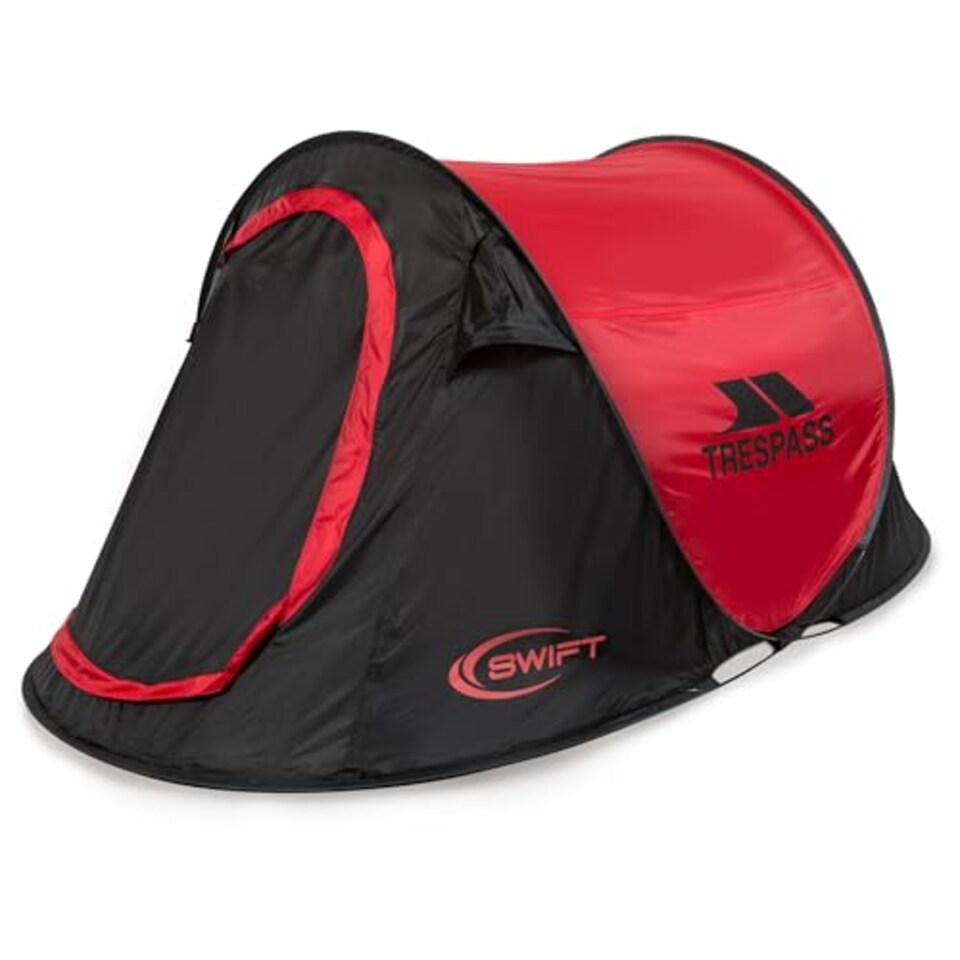 image 1 of Trespass 2 Man Pop Up Tent Waterproof 2 Person Tent Taped Seams 245X145X100cm For Camping Hiking Festival With Carry Bag Swift