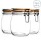 image 1 of Argon Tableware Wooden Clip Lid Storage Jars - 750ml - Black Seal - Pack of 3