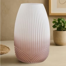 Interiors by Premier Large Grey Ombre Glass Vase, Ribbed Glass Vase, Textured Modern Vase, Chic Flower Vase, Grey Glass Vase Grey