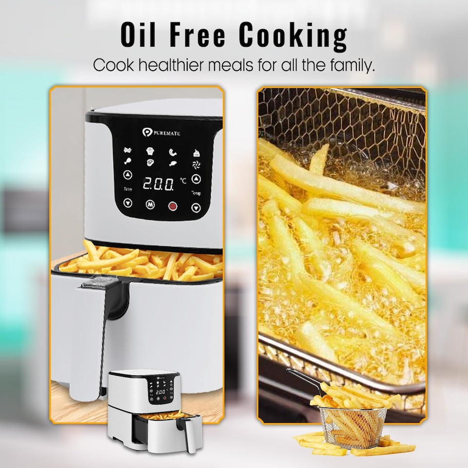 image 1 of 5.5L Digital Air Fryer with Timer and Low Fat Oil Free White