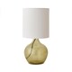image 7 of ValueLights Emily Natural Linen Drum Shade Dark Green Glass Teardrop Table Lamp Green