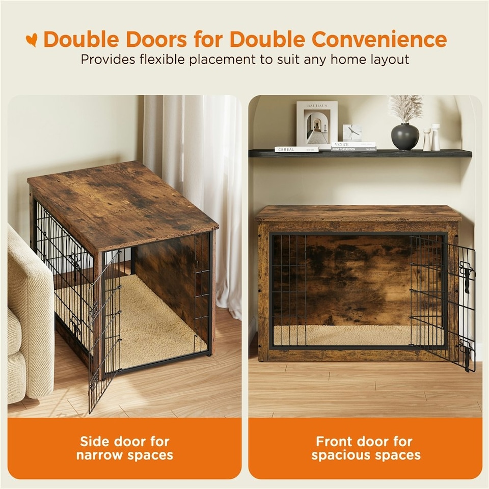 image 1 of Yaheetech 96 cm W Dog Crate Furniture Brown | Rustic Brown