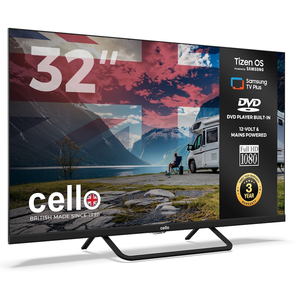 image 1 of Cello CTrav-32TZF 32" Smart Samsung Plus 12-Volt Traveller TV with DVD Player