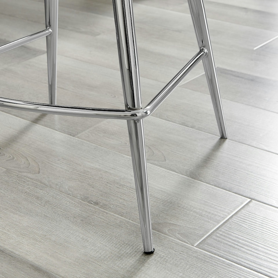 image 1 of Furniturebox Pesaro 2x Green Velvet Silver Legs Bar Chair