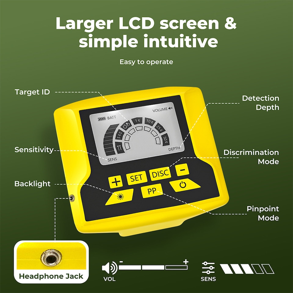 image 1 of Traderight Metal Detector Waterproof 24cm Coil LCD Display 8 Sensitivity Levels