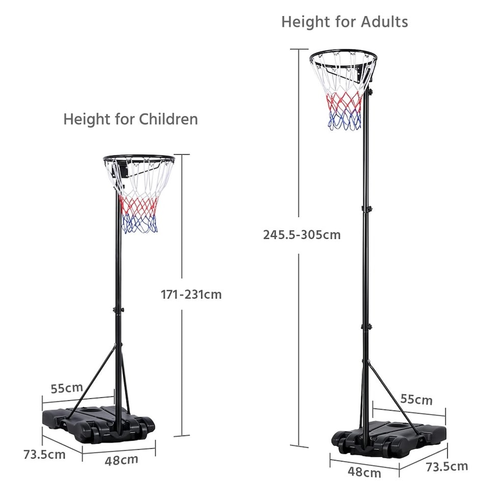 image 1 of Yaheetech Full-Size Portable Netball Hoop and Post Black
