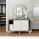image 4 of URBNLIVING Oak Carcass 3 Door Sliding Storage Cabinet | Multi | White Doors & White Legs | 1
