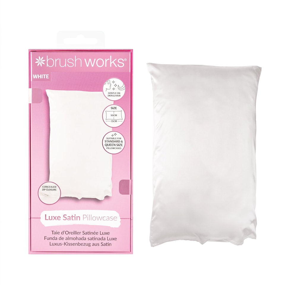 image 1 of Brushworks Luxe Satin Pillowcase White 50cm x 75cm | White | White | Standard