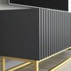 image 4 of TV Unit 100cm Grey Matt Fluted Fronts with Gold Metal Base Grey