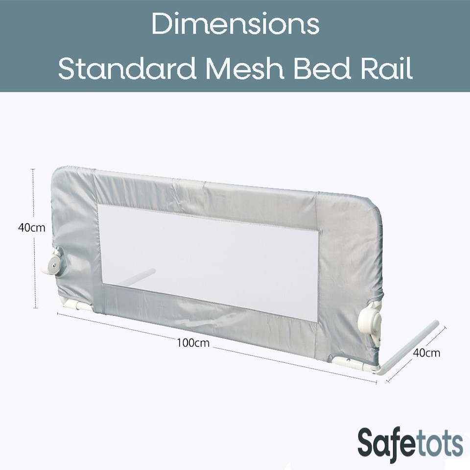 image 1 of Safetots Bed Rail, Grey 100cm Wide x 40cm Tall, Toddler Bed Guard for Safety