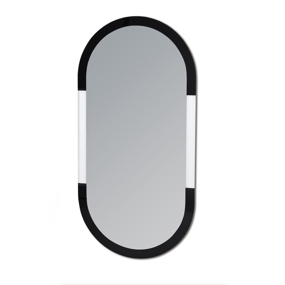 image 1 of Showerdrape Putney Arched Oval Wall Mounted Black Framed Bathroom Mirror 80 x 40cm | Chrome | Mirror | 1