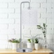 image 5 of First Choice Lighting Chrome Arched Table Lamp with White Laser Cut Shade Chrome | White