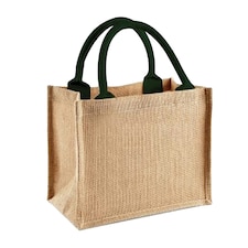 Westford Mill Jute Mini Gift Bag (6 Litres) - Natural/Forest Green - One Size
