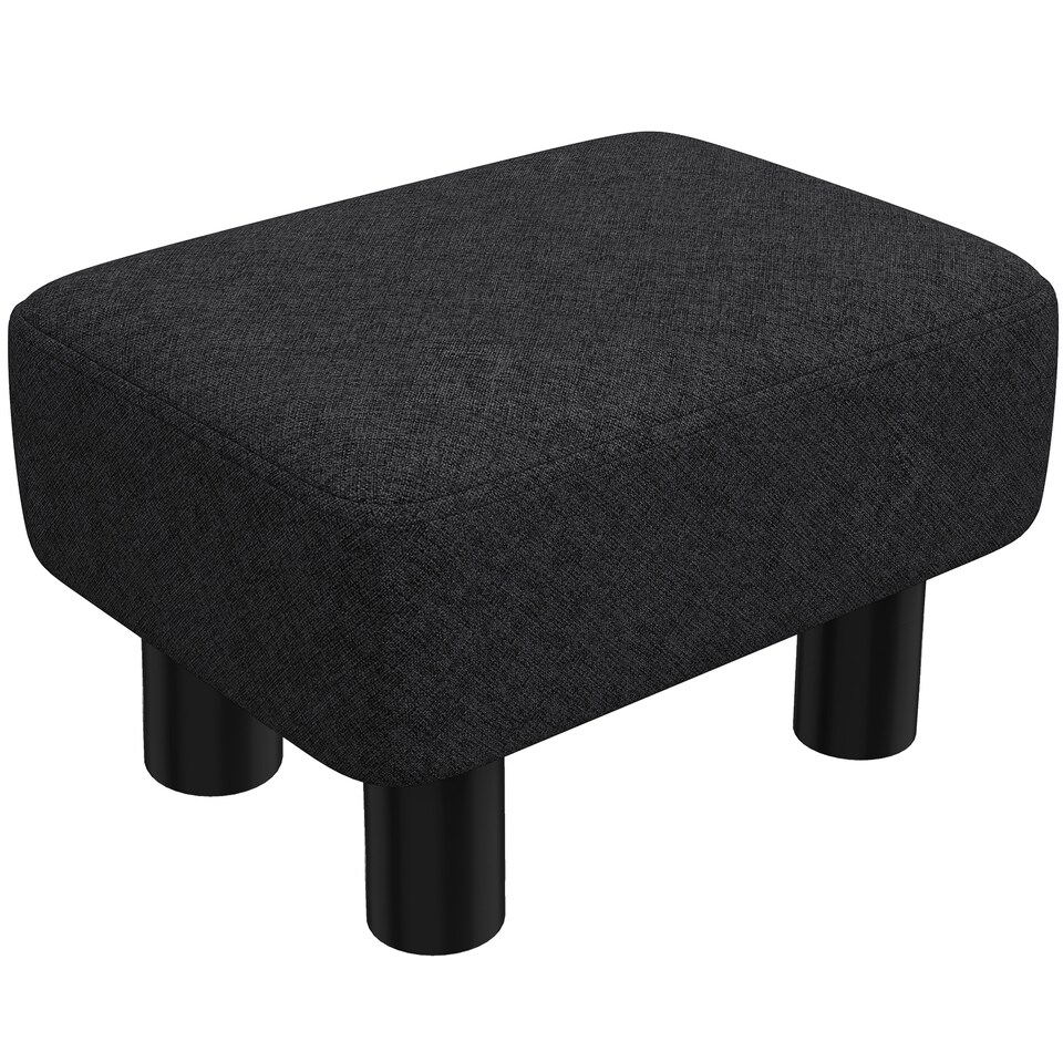image 1 of HOMCOM Chic Linen Fabric Foot Stool Ottoman Cube with Legs