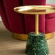image 3 of Avola Gold Side Table Green Marble Effect Base Green