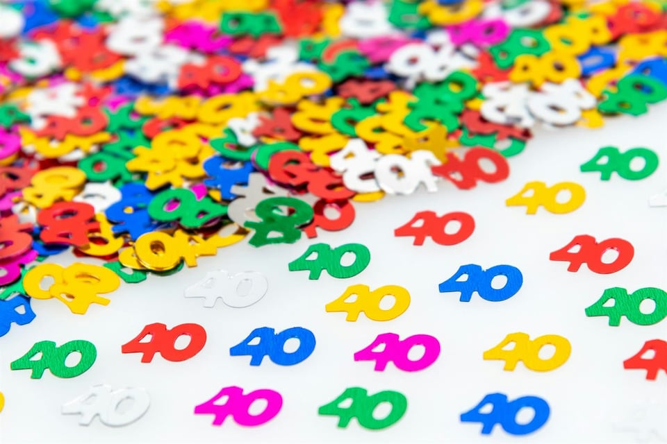 image 1 of 40th Birthday Confetti Multicolour 1 pack x 14 grams birthday decoration Foil Metallic 1 pack