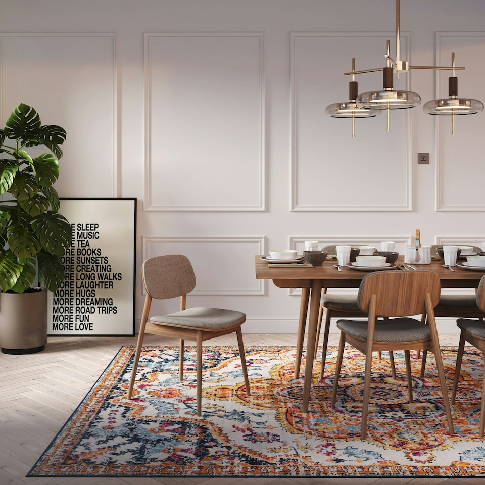 image 1 of KUKOON Bright Multicolour Traditional Medallion Living Area Rug 120cm x 170cm | Multi